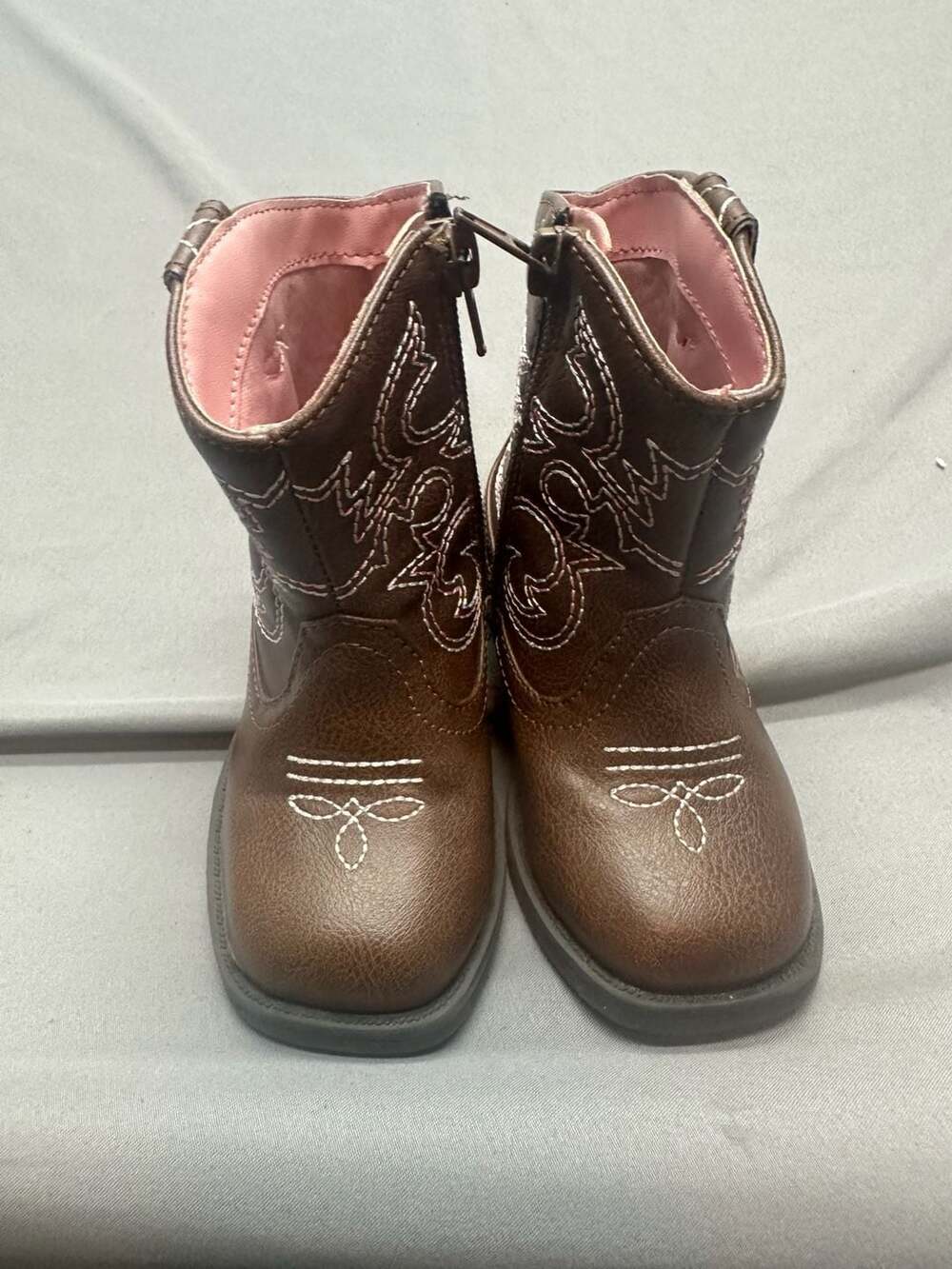 Wonder Nation Toddler Girls Brown Pink Embroidered Western Cowboy Boots Size 6